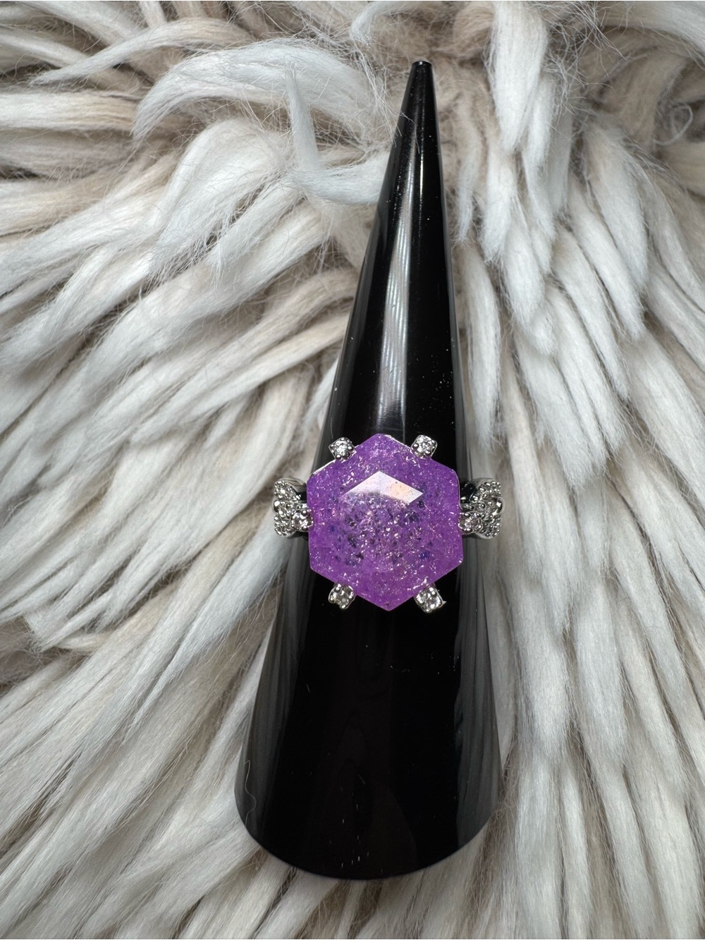 Lavender ice crystal bomb party ring
